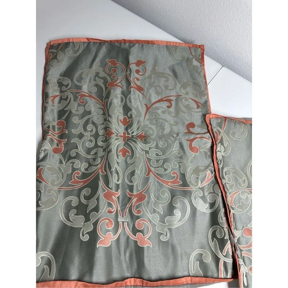 Set of 2 Shams Martha Stewart Damask Gray And Coral Standard Size